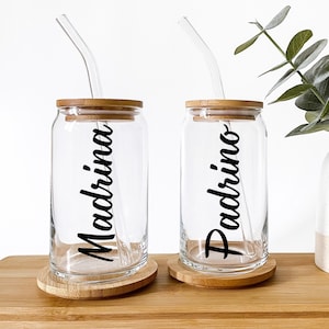 Ensemble Madrina et Padrino, Ensemble de tasses en verre pour parrain et marraine, Proposition de parrain et marraine, Parrain et marraine, Baptême, Confirmation, Communion, Cadeau, Regalo para mujer