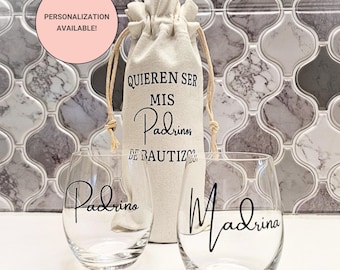 Madrina and Padrino Set, Godparent Glass Cup Set, Godparent Proposal, Godparents, Baptism, Confirmation, Communion, Gift, Regalo para mujer