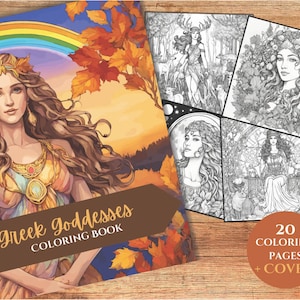 20 Herbst Antike griechische Mythologie Malbuch, druckbare PDF, Herbstgöttinnen Malseiten, Graustufen Malbuch für Erwachsene und Kinder