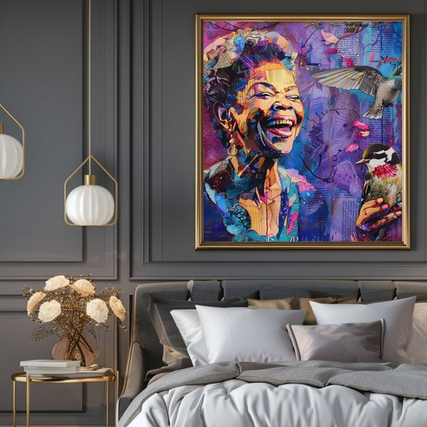 Maya Angelou | Printable Wall Art | DIGITAL DOWNLOAD | Women’s History Month | African American | Portrait | Black Art | Influential Women