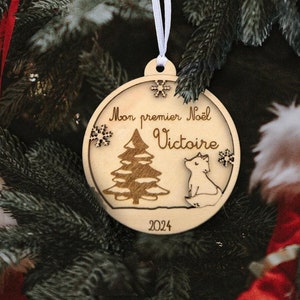 Boule de Noël personnalisée - Renard - BOIS - Décoration enfant bébé garçon fille