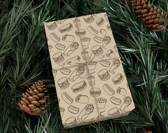 Funny Wrapping Paper, Fast Food Christmas Wrapping Paper, Gift for Friends, Dad, Boyfriend, Brother, Junk Food Wrapping Paper