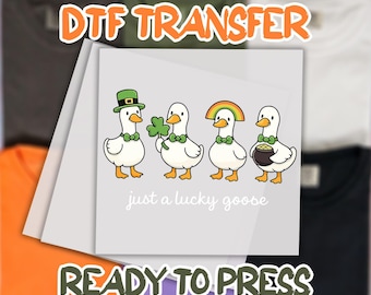 St Patrick's Day DTF Transfer, Irish Gift, Cute St Patrick's Dtf Gang Sheet, Funny St Patrick Goose Ready To Press