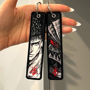 Anime Jet Tag Broderad Nyckelring