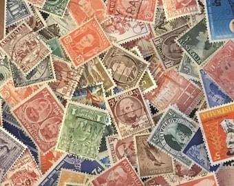 100 piece Pre Decimal Australian Used Vintage Stamps from 1913 to 1966. All Different. Perfect for collecting. Up to 10/ Scrapbooking