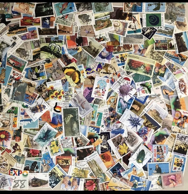 Grab Bag 100 pieces Australian Decimal Stamps Used Wide variety of years. Perfect for collecting/scrapbooking image 4