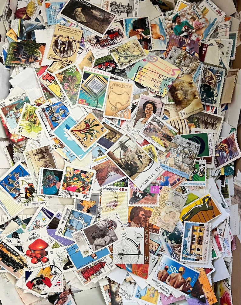 Grab Bag 100 pieces Australian Decimal Stamps Used Wide variety of years. Perfect for collecting/scrapbooking image 1