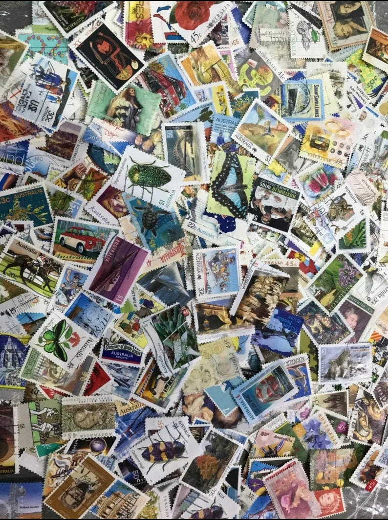 Grab Bag 100 pieces Australian Decimal Stamps Used Wide variety of years. Perfect for collecting/scrapbooking image 2