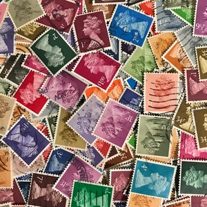 50 Piece UK Machin Head Used Vintage Stamps Scrapbooking Collecting