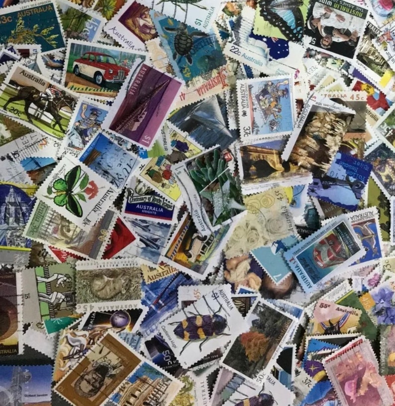 Grab Bag 100 pieces Australian Decimal Stamps Used Wide variety of years. Perfect for collecting/scrapbooking image 3