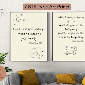 BTS Lyric Wall Art Prints| Bundle of 7 Minimalistic Posters, Spring Day, Magic Shop, We Are Bulletproof, Gift for Army, Digital Download