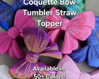 Coquette Ribbon Bow Straw Topper - Tumbler Accessories - Stanley - Yeti - Owala Compatible - 10mm Straw - Custom Colors Available!