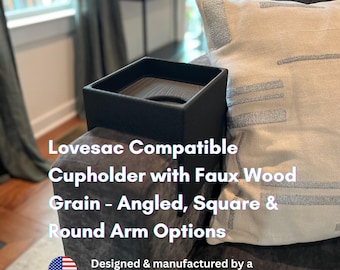 Lovesac Cup Holder - Sactional Compatible – Faux Wood Grain, Angled/Square/Round Arm Options Accessories
