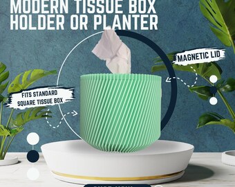 Modern Round Tissue Box Cover: Magnetic Lid, 3D Printed