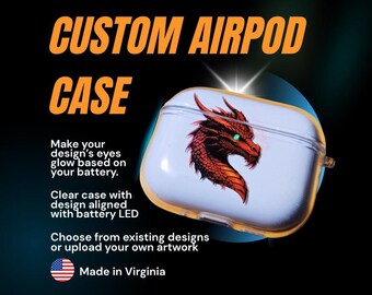 Custom AirPods Case | UV Printed Artwork, Clear Protective Cover, LED Glow Effect