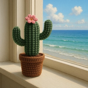 Cactus With Pot Crochet, Cactus Wool Crochet Gift, Cactus Flower Crochet, Custom Crochet Toy, Home Decor, Birthday Gift, Nursery Gift