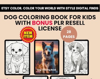 Libro para colorear de perros para niños con licencia de reventa BONUS PLR