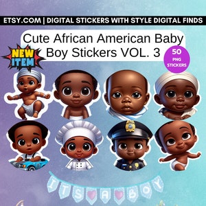 Cute African American Baby Boy Stickers VOL. 3 - Vivid and Stunning Baby Images!