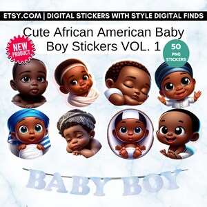 Cute African American Baby Boy Stickers VOL. 1 -Vivid and Stunning Baby Images!