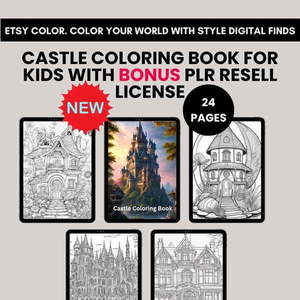 Castle Coloring Book for Kids with BONUS PLR Resell License Included