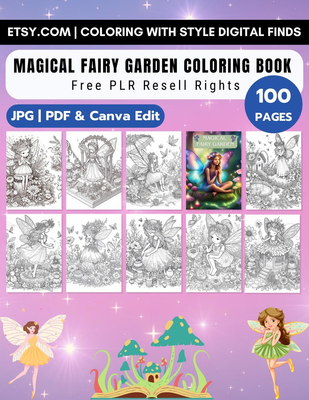Magical Fairy Garden Coloring Book | for Kids, Teens & Adults | Get 3 ...