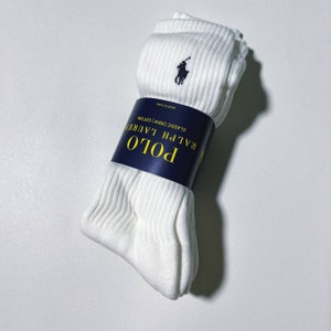 Polo Ralph Lauren White Classic Crew Cotton Socks 3 Pair Unisex