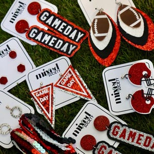 Red Glitter Game Day Earrings: Team Spirit Jewelry