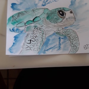 Hand Painted Turtle Card