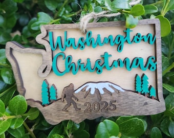 Washington Christmas Rainier & Sasquatch