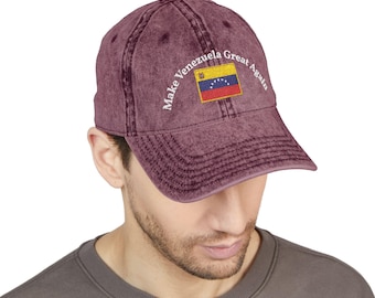 Venezuelan Flag Embroidery Cap Vintage Washed Baseball Hat