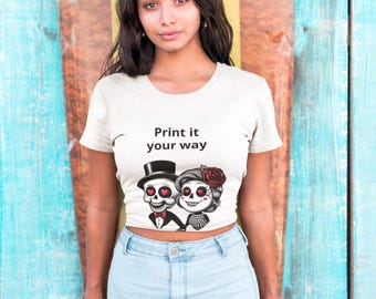 Day of the Dead Skull Couple Tee | Sugar Skull Bride and Groom Shirt