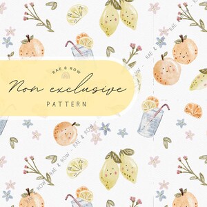WHITE Non - Exclusive Digital Pattern, Watercolour Fruit, Seamless Design for Fabric