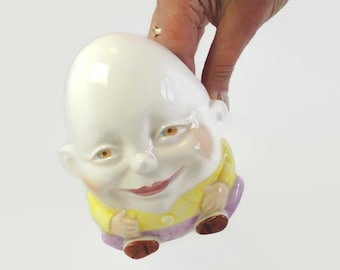 Vintage Humpty Dumpty Planter – 13 cm Porcelain Nursery Rhyme Pot – Collectible Storybook Figurine