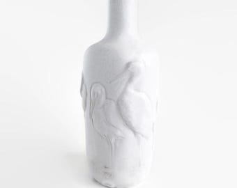 Jarrón de cerámica Mobach vintage de mediados de siglo con relieve de garza (década de 1950) - Cerámica artística holandesa