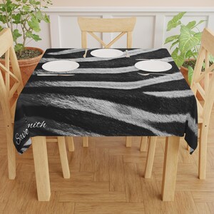 Zebra Stripe Pattern Tablecloth | Black White Animal Print