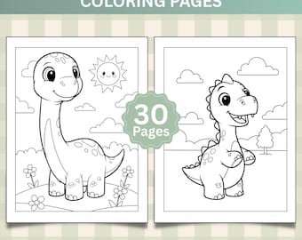 30 páginas fáciles para colorear de dinosaurios para niños, bebés y preescolares: divertido libro para colorear imprimible (descarga en PDF)