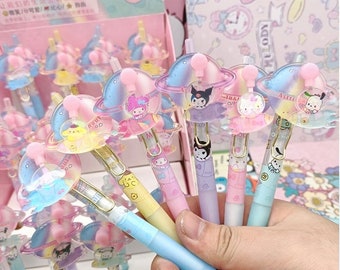 Sanrio Astronaut Gel Pen | Kawaii Pen | Cute Black Ink Pen | Kuromi Pochacco My Melody Hello Kitty Cinnamoroll Pompompurin Pen