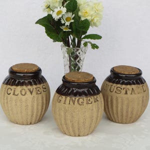 Doreen Swift Studio Pottery Keramiska örtkrukor med korklock | Nya Zeeland Pottery