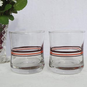 Pair of Brown and Orange Striped Juice Glasses