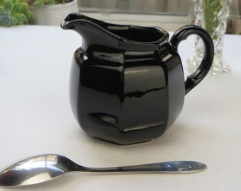 1980's Mikasa Black Ceramic English Chintz 'Black Tea' Octagonal Creamer C6103/F3700.