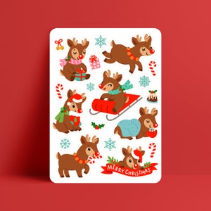 Sticker for Sale mit Niedlicher Rudolph das Rentier mit der roten