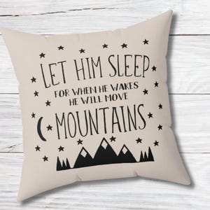 Boy Nursery Decor Spun Polyester Pillow, Let Him Sleep, Coordinating Prints, Boys Room, Nursery Pillows, Let him Sleep