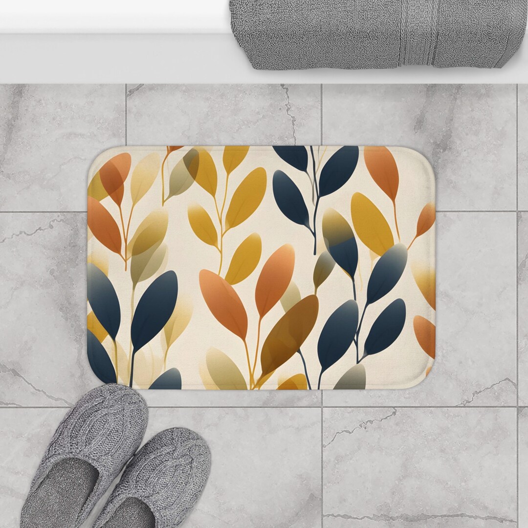 Boho Aesthetic Bath Mat - Neutral Colors for Chic Bathroom Decor ...