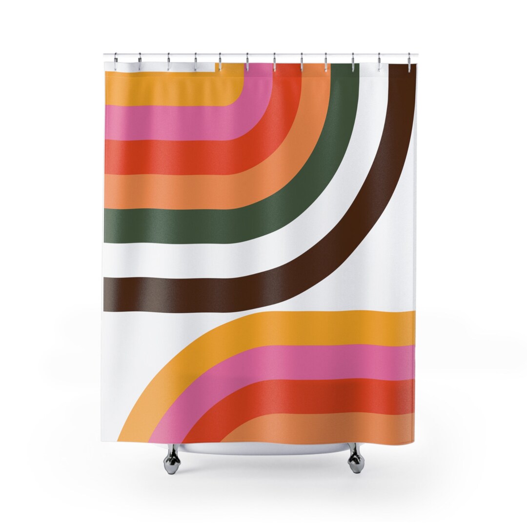 Retro Shower Curtain, 70s Shower Curtain, Retro Bathroom Decor ...
