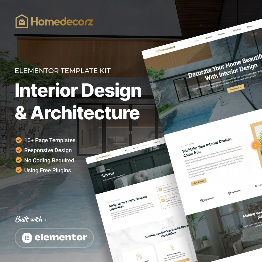 Homedecorz - Interior Design & Architecture Elementor Template Kit - Etsy