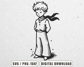 Little Prince Illustration SVG, PNG Files (Digital Download)