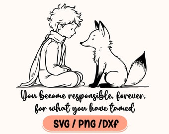 Little Prince and Fox SVG, PNG, Prince Theme (Digital Download)