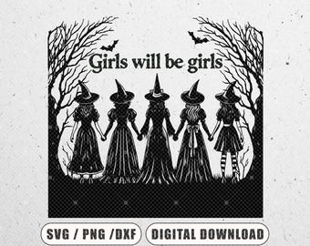 Mädchen sind Mädchen Hexe Png svg Vintage Hexe svg Retro Hexe svg Hexe Halloween svg Witchy Vibes svg Vintage Halloween svg Geschenk für Sie