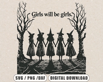 Mädchen sind Mädchen Hexe Png svg Vintage Hexe svg Retro Hexe svg Hexe Halloween svg Witchy Vibes svg Vintage Halloween svg Geschenk für Sie