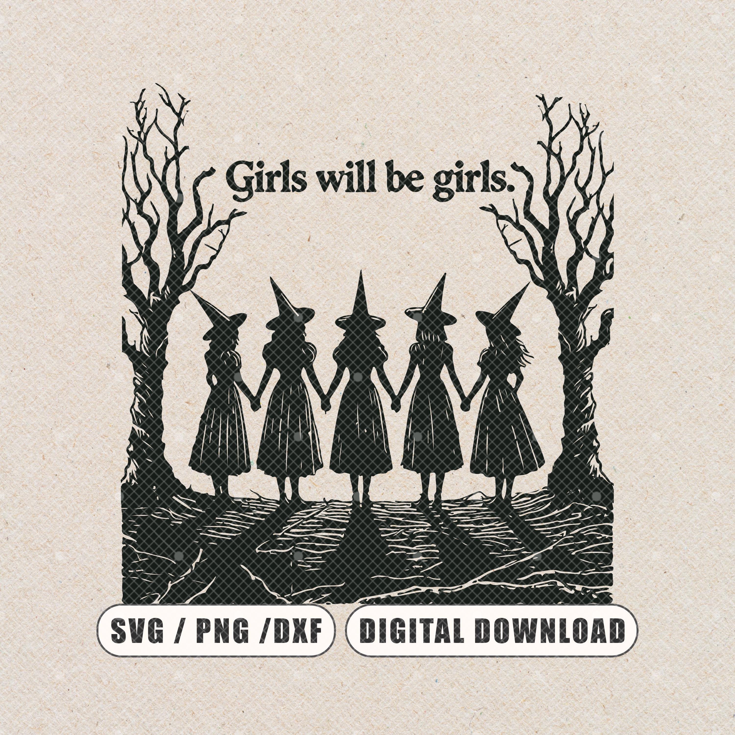 Dziewczyny będą dziewczynami czarownica Png Svg Vintage czarownica Svg Retro czarownica Svg czarownica Halloween Svg Witchy Vibes Svg Vintage Halloween Svg prezent dla niej